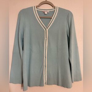 Pendleton Women's Light Blue Cardigan with Cream Trim